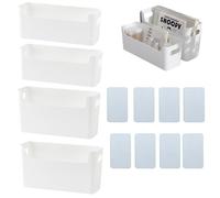4 Pezzi Scatola di Immagazzinaggio in Plastica Stretta Cesto di Immagazzinaggio Piccolo Scatole Organizzatore Scatola Cestini di Immagazzinaggio per Cucine Bagni (Bianco, 9.5 cm/2er+13.5 cm/er)