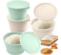 4 Pezzi Scatola per Fermentazione Pizza con Coperchio, Contenitore Lievitazione Pizza in Silicone Antiaderente, Cassetta Impasti Riutilizzabili, Contenitori Impasto Pieghevole per Pizza, Lievito, Pane