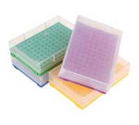 4 Pezzi Scatola per Provette da Microcentrifuga in PP 0,2ml 96 Fori | Coperchio Rimovibile, Numeri e Lettere Stampati, Inserimento Agevole, per Laboratorio e Archiviazione Campioni