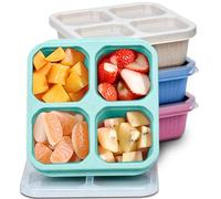 4 Pezzi Scatola per Snack con Scomparti, Porta Merenda Bambini Scuola, Lunch Box Scatola Spuntino Riutilizzabile per Snack Bento, Frutta, Caramelle, con 4 Scomparti, per Cucina, Picnic, Scuola