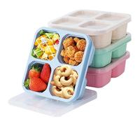 4 Pezzi Scatola Snack con Coperchio & 4 Scomparti, Contenitori Bento Frutta Caramelle Scuola, Box Spuntino Riutilizzabili Bambini Adulti, Porta Merenda Pranzo, Lunchbox Divisi per Cucina, Picnic