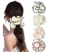 4 Pezzi Scrunchie Oversize Doppio Strato Pieghettato Volant Scrunchie per Le Donne Grandi Elastici per Capelli per Panini Supporti per Coda di Cavallo