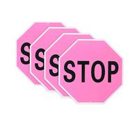 4 pezzi Segnale di stop 12x12" in alluminio, scritta nera su sfondo rosa
