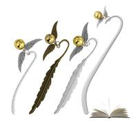 4 Pezzi Segnalibro In Metallo Set，Harry Potter Segnalibro,Segnalibro Particolare con Ciondolo Boccino, per lettori, donne, adolescenti, ragazze (argento + oro)