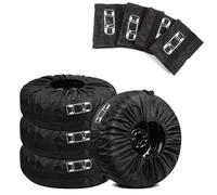 4 Pezzi Set Borse Porta Gomme per Mazda 2 3 5 6 CX-3 CX-30 CX-50 CX-60 CX-8 MX-30, Borsa Copriruota di Scorta Wheel Bag Borsa per Pneumatici Regolabile Portatile,Black-L