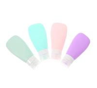 4 Pezzi Set Bottiglie da Viaggio in Silicone 90ml per Liquidi | Contenitori Ricaricabili, Facili da Riempire e Spremere, per Shampoo e Lozioni, Uso Viaggio