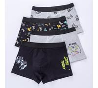 4 pezzi/set Boxer da ragazzo con stampa cartoni animati, nero e grigio, comodi, adatti per tutte le stagioni 7Y,8Y,9Y,10Y,11Y,12Y,13YGeometricoMiscele di cotone