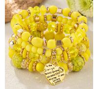 4 pezzi/Set Braccialetti multistrato di moda europea e americana bohémien con perline a forma di cuore, per la Festa degli Insegnanti, il ritorno a scuola, il Ringraziamento Tagli UnicaABS