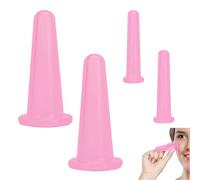 4 Pezzi Set Coppettazione Viso Silicone Coppette Massaggio Viso Coppetta Anticellulite per il Collo,il Viso e il Corpo,2 Taglie (Rosa)