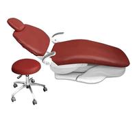 4 Pezzi/Set Copripoltrona Odontoiatrica Dentale Copre Pelle Sintetica Coprisedile Elastico Impermeabile Protettore Dentista Contenere Poggiatesta Schienale Cuscino Copertura Della Sed(Color:Rosso)