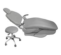 4 Pezzi/Set Copripoltrona Odontoiatrica Dentale Copre Pelle Sintetica Coprisedile Elastico Impermeabile Protettore Dentista Contenere Poggiatesta Schienale Cuscino Copertura Della Sedia(Color:Grigio)