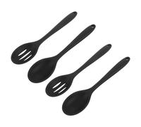 4 Pezzi Set Cucchiai da Cucina in Silicone Nero | Servire e Mescolare, Design Elegante, Facile da Pulire, Uso Quotidiano in Cucina