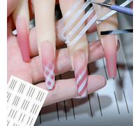 4 pezzi Set di adesivi forati per arte di unghie, piastra modello per arte di unghie con linee e griglie, disegni per stampa francese per rendere più facile il salone di arte di unghie. Adesivi per ar