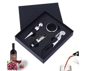4 Pezzi Set di Apribottiglie per Vino, Set Accessori Apri Vino Manuale, Set Sommelier con Apribottiglie, Adatto per l'Apertura Manuale di Vino Rosso e Birra