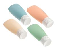 4 Pezzi Set di Bottiglie da Viaggio in Plastica 60ml con Borsa | Compatto e Sicuro per Liquidi, Portatile e Perdite, per Viaggio e Uso in Valigia Colore Casuale