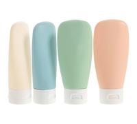 4 Pezzi Set di Bottiglie Ricaricabili da Viaggio 60ml in Plastica | Compatto e Leggero, Sicuro per Liquidi, Anti Perdita, con Borsa Inclusa per Spostamenti Quotidiani Colore Casuale