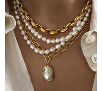 4 pezzi Set di collane vintage con monete e perle finte, accessorio gioielleria stile vintage elegante per donna, adatto per uso quotidiano, spiaggia, viaggio, outfit di moda, set di collane estive, r