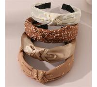 4 pezzi Set di fasce per capelli con stampa floreale a margherite per donne, toni semplici ed eleganti marroni, adatte per l'uso quotidiano in autunno/inverno, cerchietti per capelli come accessori pe