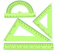 4 Pezzi Set di Geometria e Disegno, Geometria Scala Righello Impostato Righello Triangolare Compasso-squadre,Misurazioni in cm e pollici, Perfetto per Scuola e Ufficio