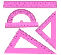 4 Pezzi Set di Geometria e Disegno, Geometria Scala Righello Impostato Righello Triangolare Compasso-squadre,Misurazioni in cm e pollici, Perfetto per Scuola e Ufficio per Studenti