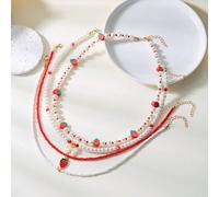 4 pezzi Set di gioielli alla moda e carini con perle finte, fiocchi, fragole, cuori, accessori adorabili per ragazze, per feste con amiche, vita scolastica, ottimo regalo per compagni di classe Tagli 