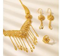 4 pezzi Set di gioielli da donna - Materiale in rame placcato oro 18K - Imitazione estremamente lussuosa - Gioielli di stile mediorientale di Dubai - Adatto per raduni quotidiani di donne, alternativa
