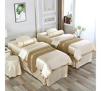 4 Pezzi Set Di Lenzuola Per Lettino Da Massaggio,Soggiorno Copri Lettino Da Massaggio Colore Puro Gonna Da Tavolo Da Massaggio Traspirante Per Massaggio Fisioterapico Fumigazione D-Riso bianco 80x190c
