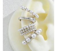 4 pezzi Set di orecchini a molletta oversize alla moda vintage con monete, perle d'acqua, adatti per donne, coppie, vacanze, appuntamenti, uso quotidiano, feste, matrimoni, regalo per mamma, amici Tag