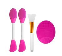 4 pezzi set di pennelli for il viso in silicone maschera facciale fai da te applicatore fango manuale Per L'Applicazione Di Fango(Rose red)