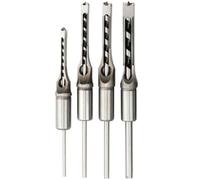 4 Pezzi Set di Punte per Mortasa Quadrata in Acciaio Legato | Scanalatura a U e Manicotto a Piano, per Trapano a Colonna, Uso in Officina e Montaggio
