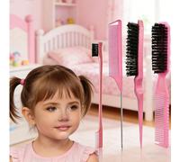 4 pezzi Set di spazzole e pettini per capelli per bambini, spazzola per arricciare con corona alta + pettine per trecce + pettine per sopracciglia, adatto per tutti i tipi di capelli, pettine per puli