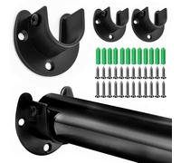 4 pezzi Set di supporto per asta a U, Armadio Supporto Asta di Sostegno, Supporto per Asta Armadio in Acciaio Inox, Supporto Tubo Armadio, per cucine, balconi, bagni, armadi, finestre.(25mm, Nero).