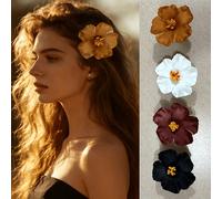 4 pezzi/Set Fermagli per capelli da donna neri, bianchi, marroni da 3,94 pollici/10 cm, carini e belli a forma di fiore, eleganti e versatili, facili da acconciare, adatti per uso quotidiano, feste, p