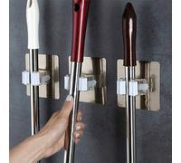 4 pezzi/set Ganci pesanti per mocio, fermamocci, supporti per mocio e scope montati a parete senza fori, rastrelliere adesive per riporre il mocio, appendimocci, organizzatori multiuso per attrezzi, a