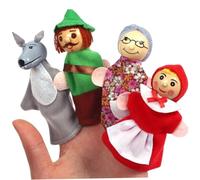 4 Pezzi/Set Marionette a Mano per Bambini, Cappuccetto Rosso Marionette a Mano Giocattolo Gioco di Ruolo Interattivo Teatro delle dei Cartoni Animati per Bambini Regali per Narrazi