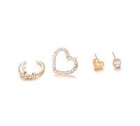 4 Pezzi/Set Moda Semplice Hollow Amore Cuore Strass Orecchio Orecchini Gioielli - Dorato Elegante e Popolare Practical