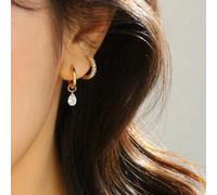 4 pezzi/Set Orecchini a cerchio pendenti in acciaio inossidabile placcato oro 18K con goccia d'acqua e zirconia, orecchini versatili e delicati, adatti per il pendolarismo quotidiano, appuntamenti e r