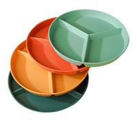 4 Pezzi Set Piatti Piani Divisi, Piatto Piano in Plastica con 3 Scomparti Piatti per Cena Riutilizzabili, Piatti per Bambini Adultes, Piatto Dieta, Adatti al Microonde e Alla Lavastoviglie
