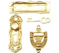 4 pezzi/set pomelli per porte di case delle bambole, serratura in miniatura retrò in scala 1:12 e giocattolo chiave, set di modelli di miniature di case delle bambole con serratura metallo per la