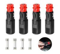 4 Pezzi Set Presa Accendisigari Maschio, 12V 24V Spinotto Presa Accendisigari Auto Spina, con Fusibile Sostituibile, Adatto per Auto Camion Moto Frigorifero per Auto e Dispositivi Elettronici