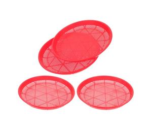 4 Pezzi Setaccio Rotondo in Plastica Rosso per Sabbia e Pietre | Filtra Sabbia e Sassi, Classifica le Dimensioni, Uso per Semina e Giardinaggio Domestico, Facile da Pulire
