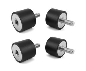 4 Pezzi Silent Block M10x25, Ammortizzatore in Gomma Tipo VD 40x30 mm, Supporto Antivibrante Cilindrico, Cuscinetto Antivibrazione per Compressori d'Aria, Motori, Pompe dell'Acqua, Antiruggine