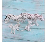 4 pezzi simulazione tigre bianca figura giocattolo modello animale set casa