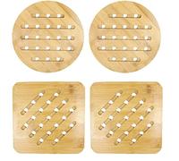 4 pezzi Sotto Pentola Bambù，Sottobicchieri di Bambù，per Cucina Piatti Caldi, pentole e padelle.