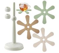 4 Pezzi Sottobicchiere Forma di Albero, Albero Sottobicchieri Silicone con Supporto per Riporre Oggetti, Pieghevoli Riutilizzabili Coasters per Pentole e Padelle Calde, Piatti, Ciotole (1)