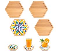 4 Pezzi Sottobicchieri a Mosaico in Bambù, Sottobicchieri in Bambù, Sottobicchiere Mosaico in Base, Sottobicchieri in Porcellana Mosaico, Sottobicchieri per Candele, per Piante Tazze
