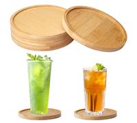 4 Pezzi Sottobicchieri in Bambù Rotondi, Legno Rotondo, Kerzenteller Holz per Candele, Tazze, Piante Grasse per Casa Bar Cucina