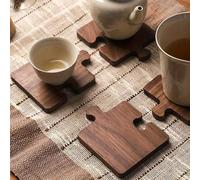 4 pezzi Sottobicchieri in legno di noce nero retrò - forma di puzzle, sottopiatti in legno per bevande, caffè, adatti come regali per San Valentino, Festa del Papà, Compleanno (ogni oggetto in legno p