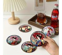 4 pezzi Sottobicchieri in legno giapponesi a tema fiori di ciliegio, resistenti al calore, antiscivolo, adatti per casa, ufficio e feste a tema, 10 cm di diametro A,B,CPiante,stampa dappertuttoLegno