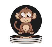4 pezzi Sottobicchieri per bevande a forma di scimmia marrone con base in sughero, sottobicchieri rotondi per tazze, tappetino di protezione da tavolo per vari tipi di tazze